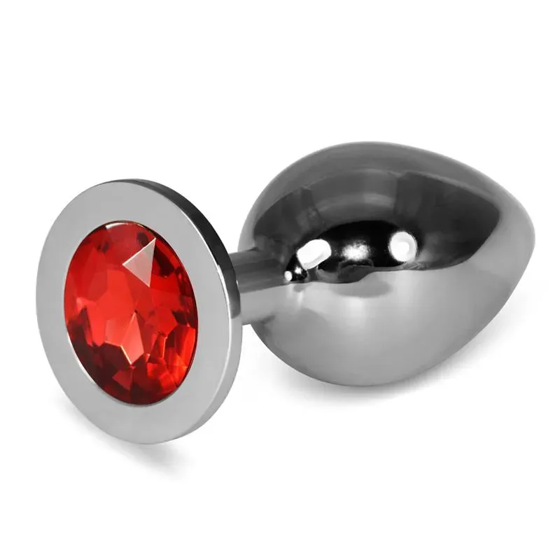 Plug Anal Metal RoseBud Classic con Joya Rojo Talla L – Anal