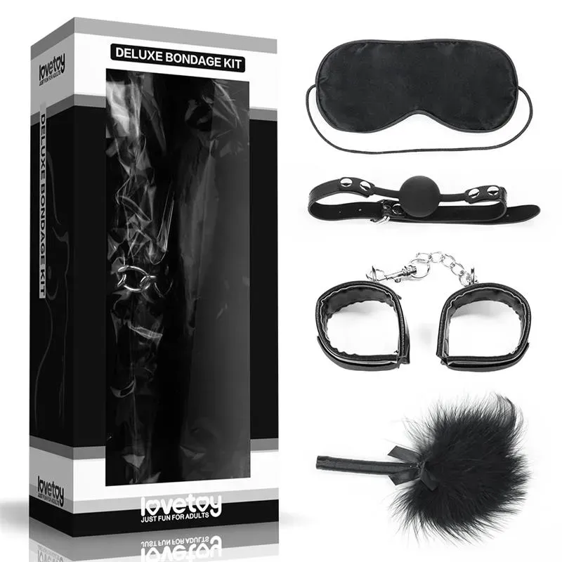 Kit Bondage Deluxe 4 Unidades Negro – BDSM/Kits BDSM