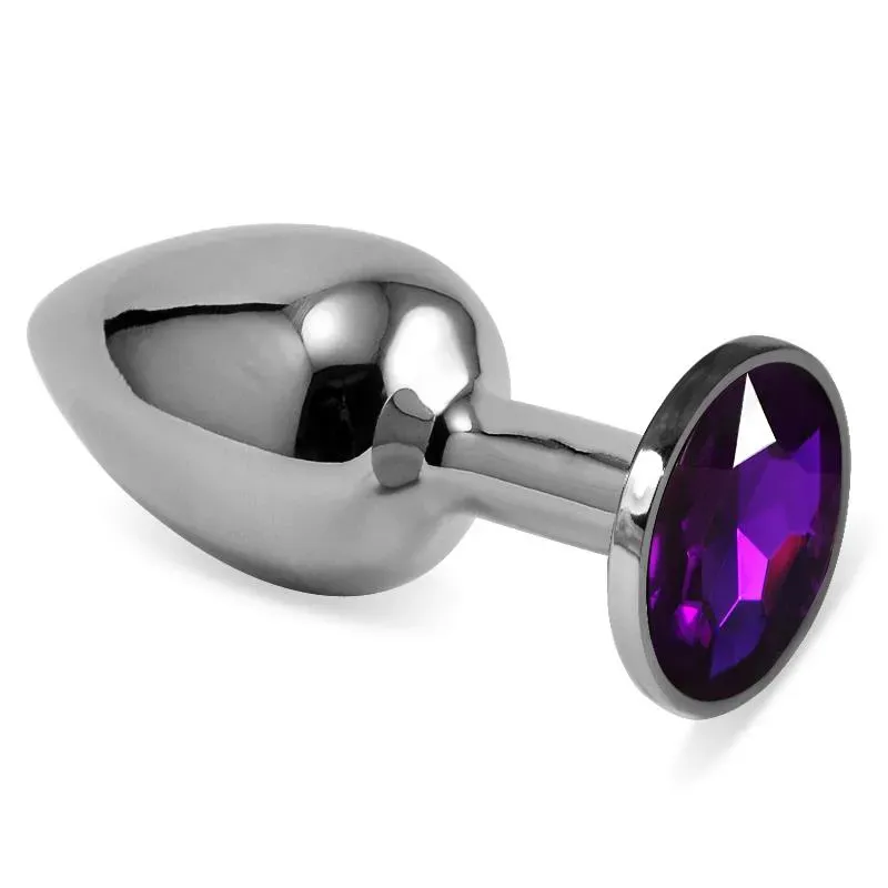 Plug Anal Plateado Rosebud Classic con Joya Púrpura Talla S – Anal