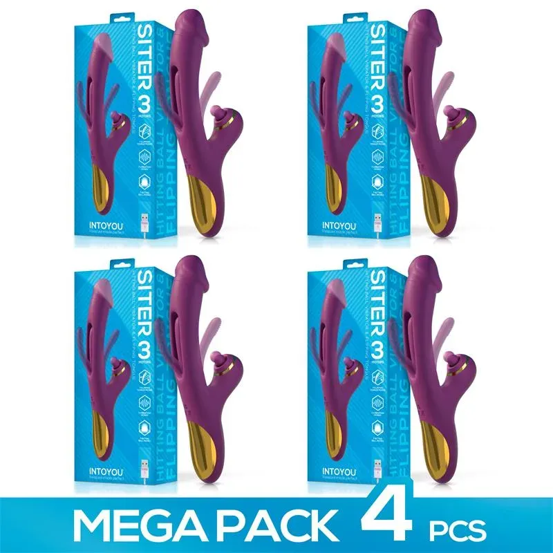 Pack de 4 Siter Vibrador con Lengua Movimiento Flipping y Bola Golpeteo – Vibradores