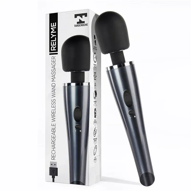 Wand Massager Relyme USB Silicone Black – Masajeadores