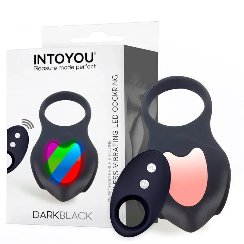 Darkblack Anillo Vibrador con Led Control Remoto USB Silicona – Anillos Pene