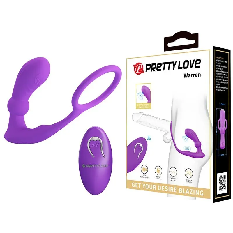Warren Plug Anal y Anillo para el Pene con Vibración y Pulsación a Control Remoto – Anal