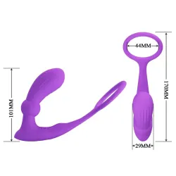Warren Plug Anal y Anillo para el Pene con Vibración y Pulsación a Control Remoto
