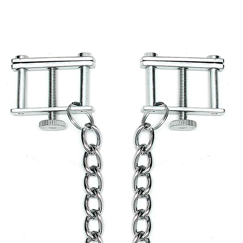 Rimba Bondage Play Pinzas para Pezones Con Cadena- Ajustable – BDSM/Pinzas Pezones
