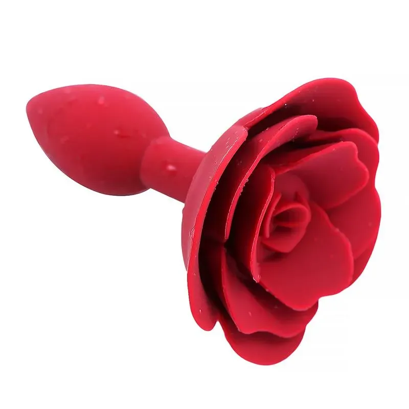 Plug Anal de Silicona con Rosa Rojo – Anal