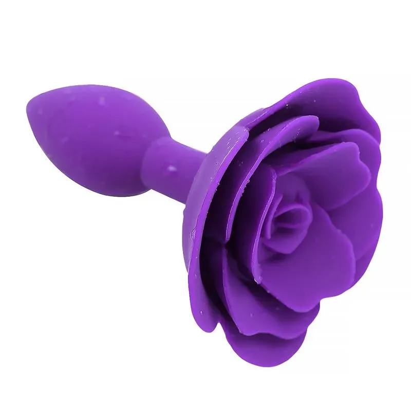 Plug Anal de Silicona con Rosa Púrpura – Anal
