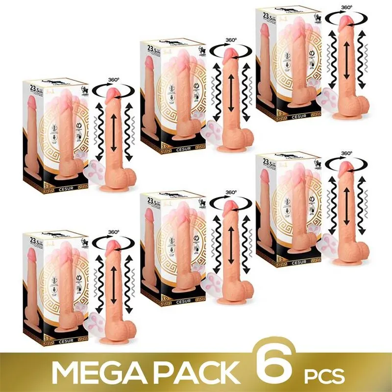 Pack de 6 Cesur 3.0 Dildo Realista con Vibración, Movimiento Ondulante 360º y Teléscopico – Packs
